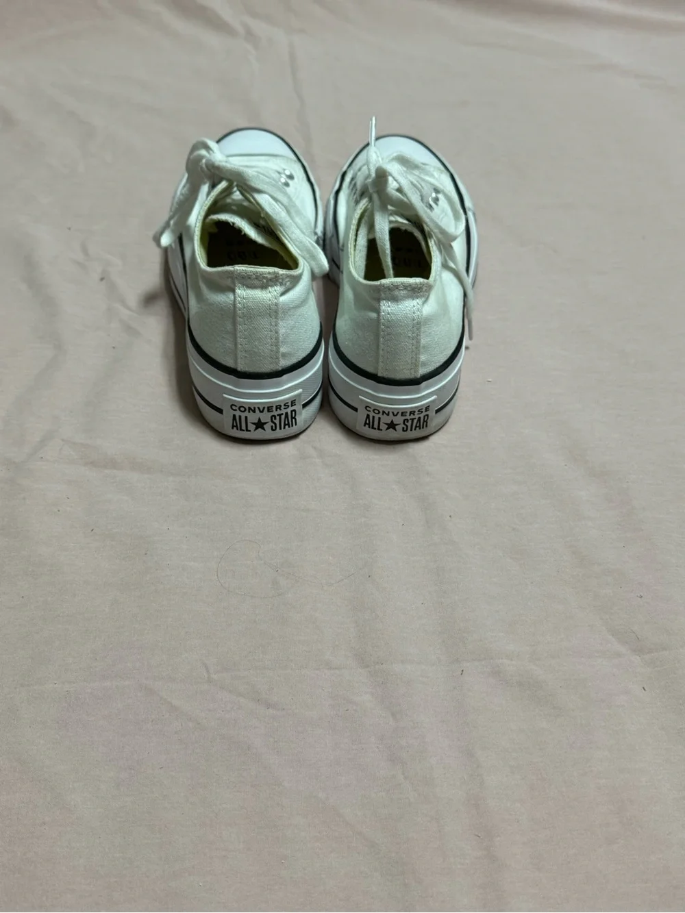 Converse White Low-Top Platform Canvas Sneakers with Black Stripe